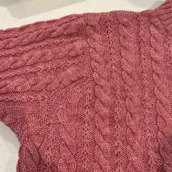 Vintage Dusty Pink Cable Knit Woolen Sweater Back Zip Authentic - Picture 12 of 12